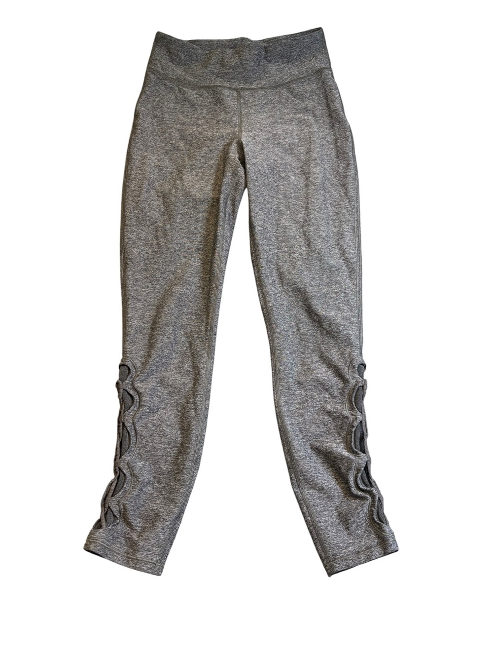 Lululemon Tied To It 7/8 Tight 25" Size 8 Heathered Black Mesh EUC